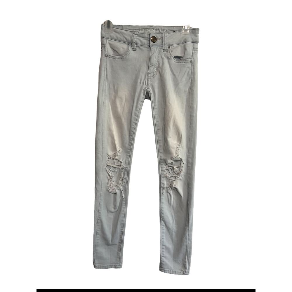 American Eagle Super Stretch Distressed Jeans | Size 0 Regular | Blue